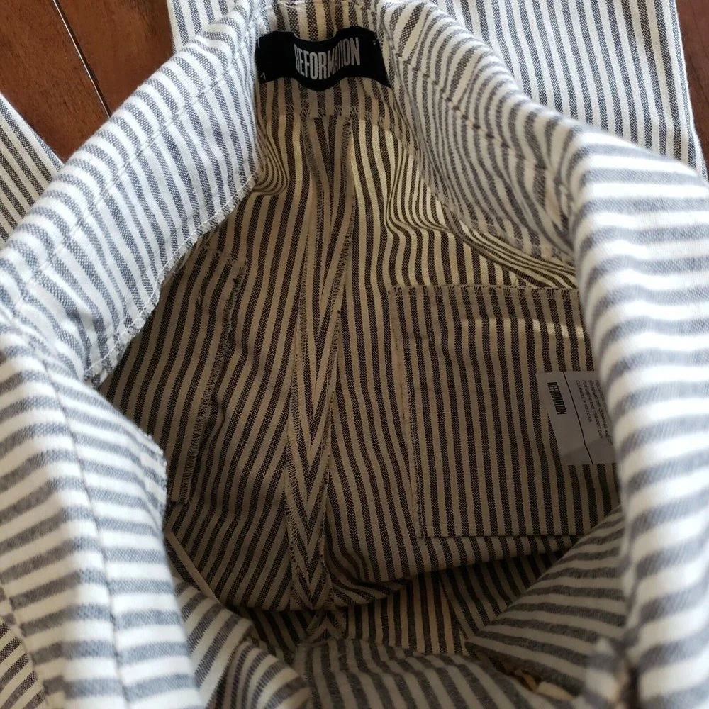 Reformation Striped Fisher High Waisted Paper bag Pants Size 2